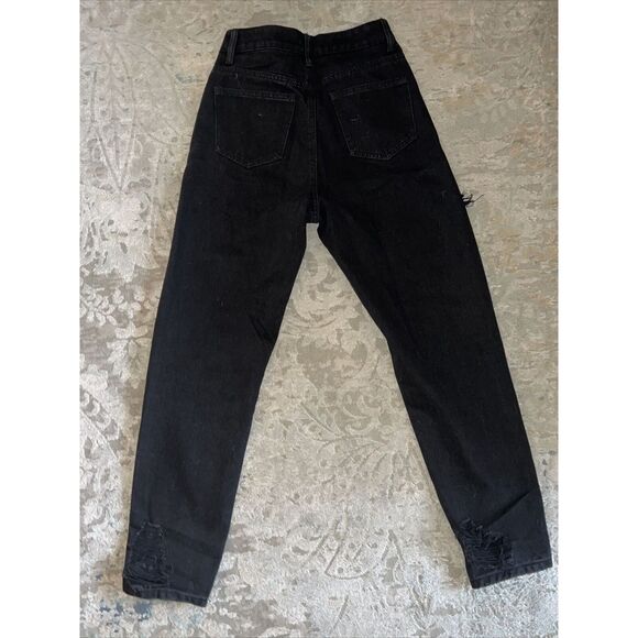 NWT Missguided Black High Rise Riot Denim Ripped Mom Jeans Size 0 Petite - Picture 4 of 7